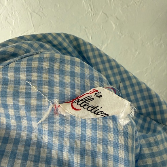 Vintage 70s 60s Dress Cotton Plaid Shirt Tie Waist Cotton Plaid Gingham L/S UU4 - Picture 7 of 8